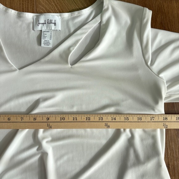 Joseph Ribkoff Women White Asymmetrical‎ Neckline 3/4 Sleeve Tunic Top Size 8 - Picture 5 of 6